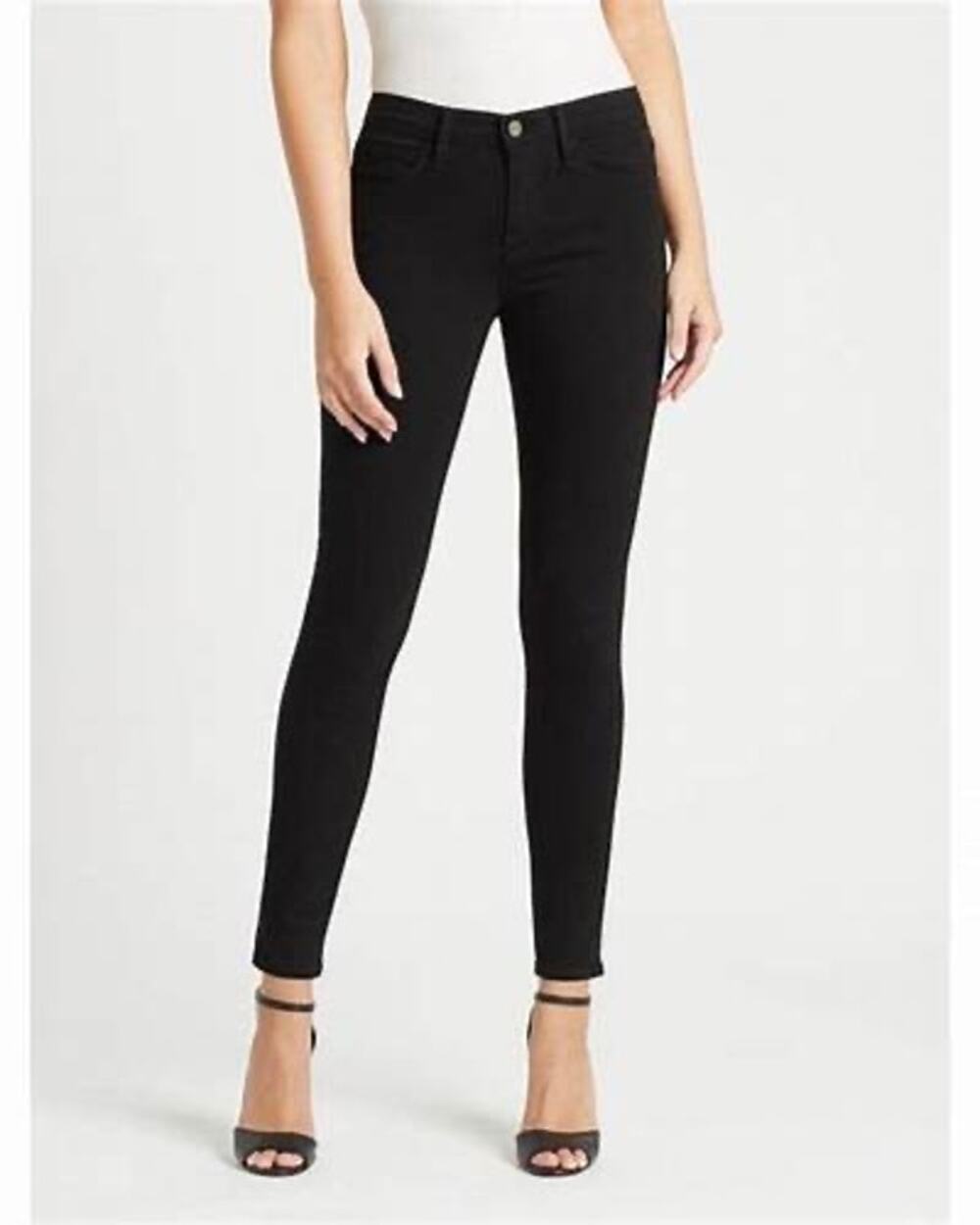 Frame Le Skinny de Jeanne Film Noir Black Mid Rise Jeans Size 26